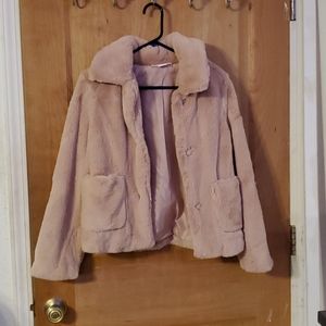 Light pink fake fur coat